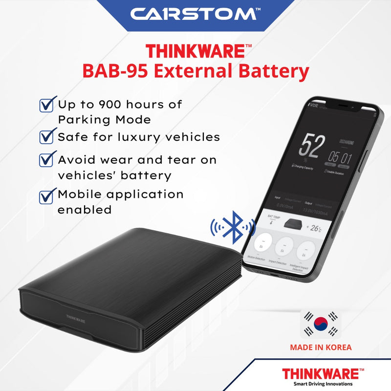 Thinkware Battery Pack iVolt BAB-95 Bluetooth connectivity enabled External Car Dashcam Battery (Compatible with ALL Car Camera brands)