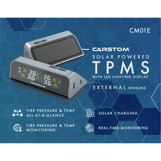 CARSTOM TPMS CM01E Solar tire pressure monitoring system with external sensor