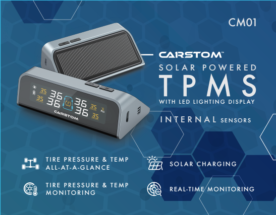 CARSTOM TPMS CM01 Solar tire pressure monitoring system with internal sensor