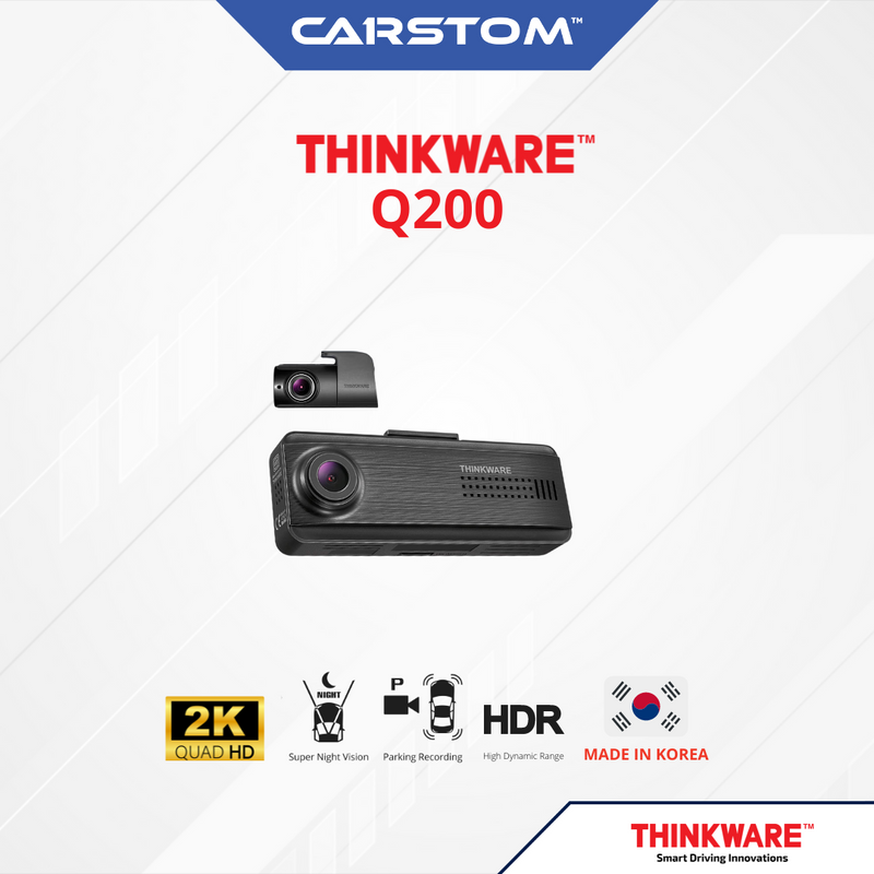 Thinkware Q200 2-CH 2k QHD Front/Back 1080p FHD Car Dashcam with 64GB SD, Parking Mode, WiFi, Night Vision