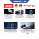 THINKWARE U3000PRO 2-CH 4k UHD Front/Back 2k QHD Car Dash Cam with 64GB SD, Parking Mode, WiFi, Night Vision