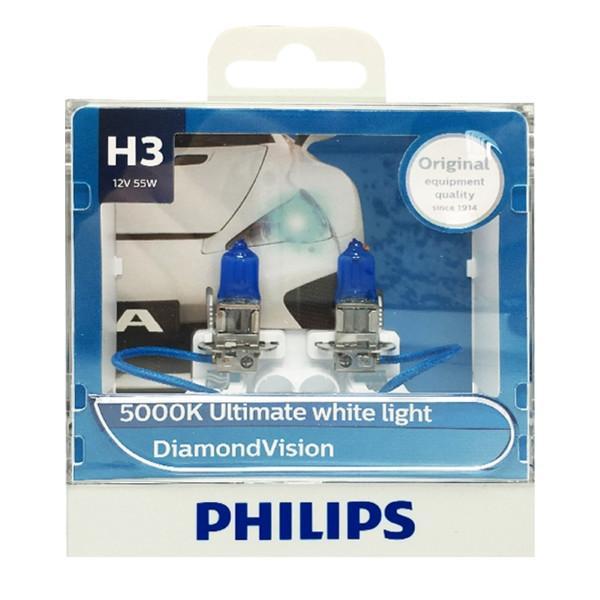 Philips Headlamp H3 DiamondVision 5000K Ultimate White Light 12V 55W