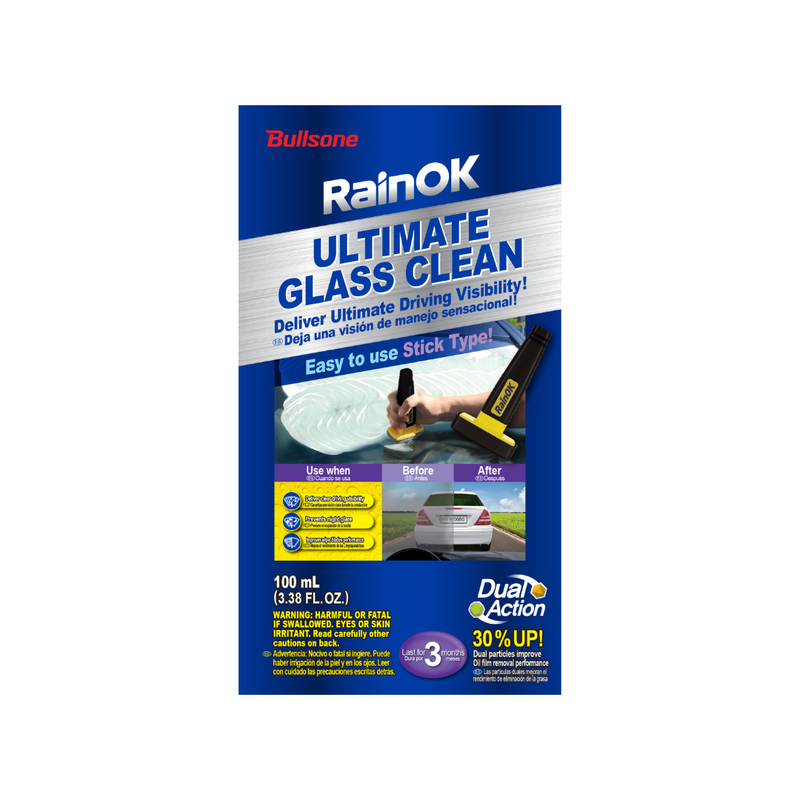 Bullsone RainOK Ultimate Glass Clean (2022 Edition) Oil Film Water Stain Remover windshield, windscreen, DIY Grooming