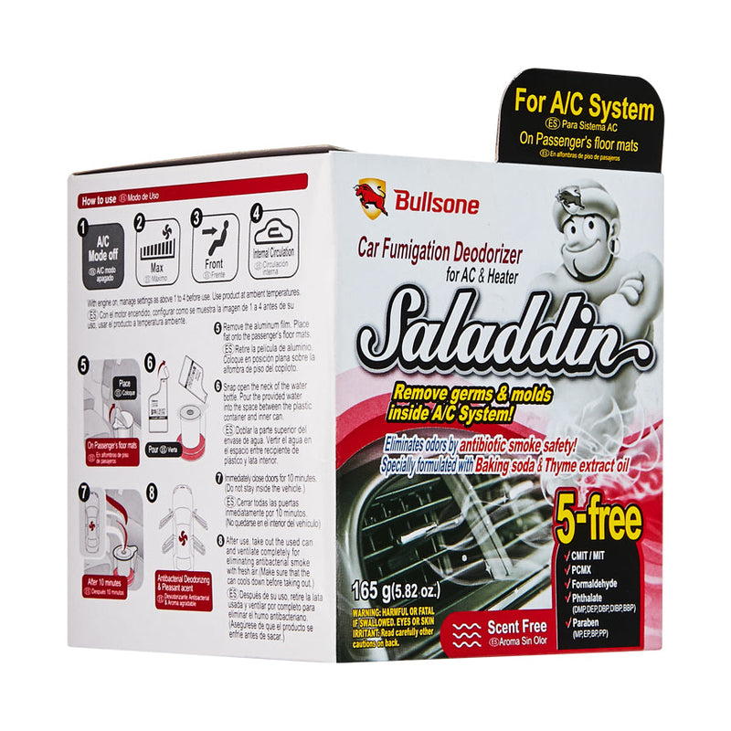 Bullsone Saladdin Car Fumigation, Sterilizer & Deodorizer for Car Aircon System (165g) - Car Odour Removal Sanitization Scent Free