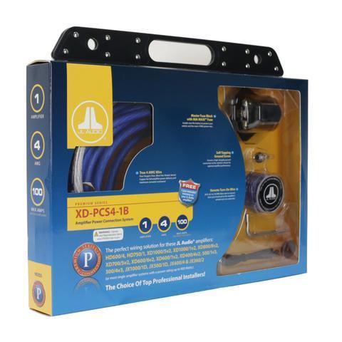 JL Audio Premium 4 AWG 12-Volt Power Connection System for Single Amplifier, 100 Amp capacity (80A MAXI® fuse included), Blue power wire & Clear ground wire XD-PCS4-1B (SKU
